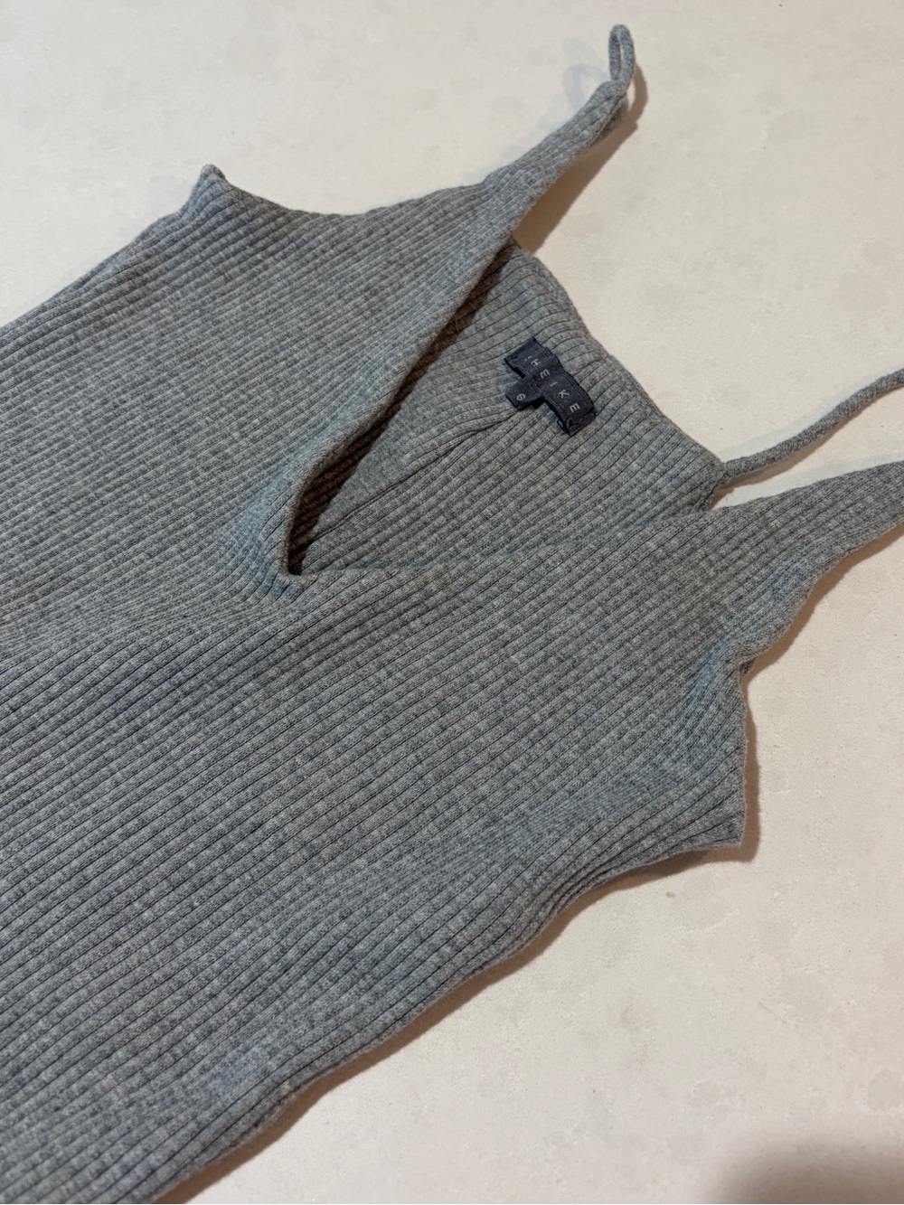 SHEIKE Ribbed V-Neck Knit Tank Sweater - Gray